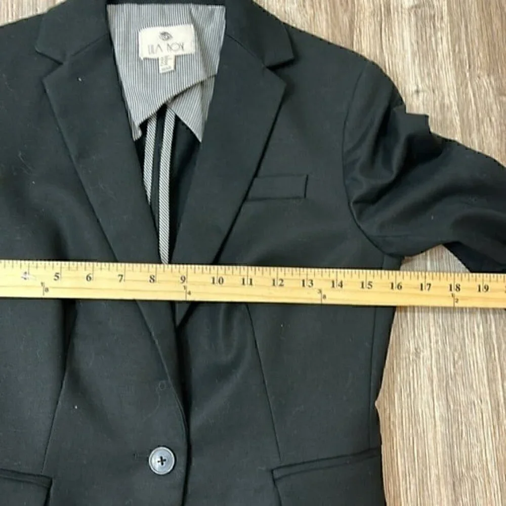 Lila Rose black one button long line blazer size XS new